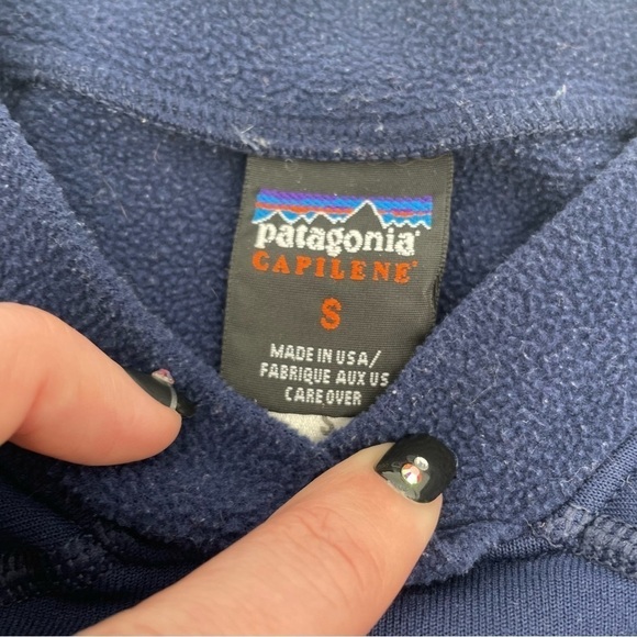PATAGONIA Women’s Fleece Capilene V Neck Long Sleeve base Layer Navy size: Small - Picture 6 of 10